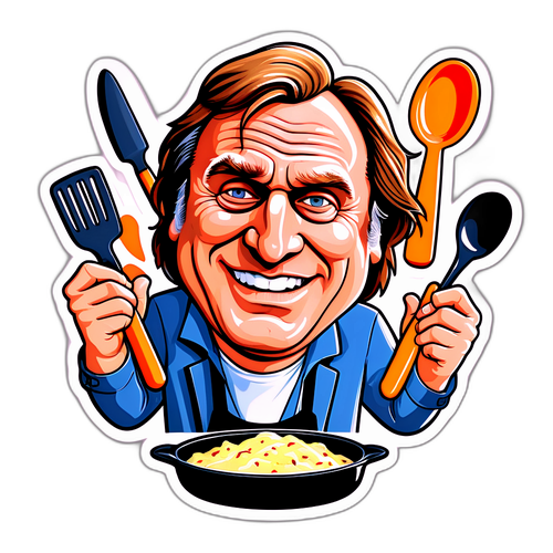 Autocollant amusant de Gérard Depardieu en caricature