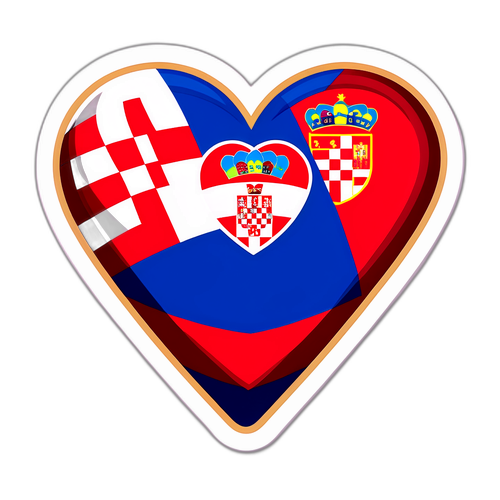 Sticker ya Soka ya Moyo wa Bendera za Kroatia na Montenegro