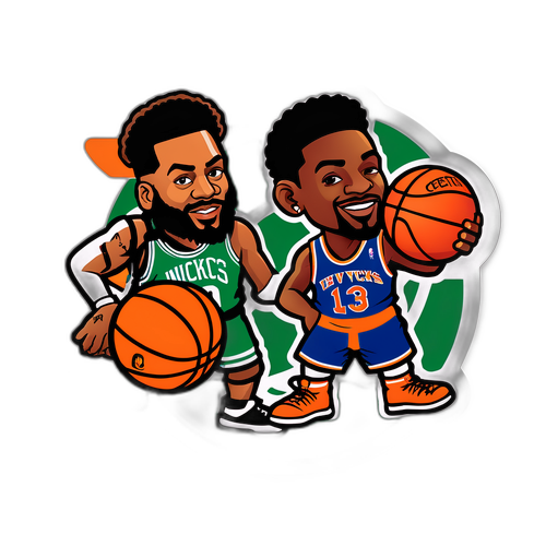 Autocollant représentant le match Knicks vs. Celtics