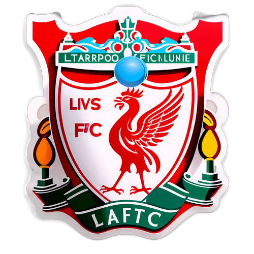 Ikonisches Liverpool FC Logo mit Fußball und Anfield Stadion