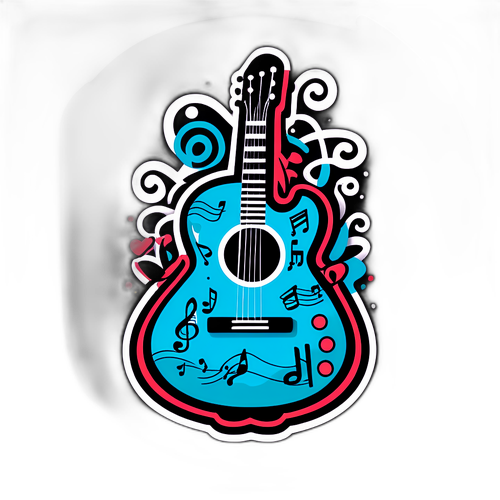 Sticker-Design: Musikalische Komposition mit Gitarre