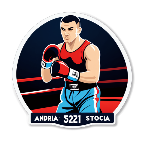 Autocolant Andrei Stoica în ringul de box