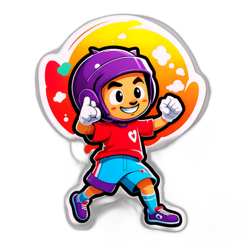 Sticker Colorido de Pussetto con Caricatura Divertida