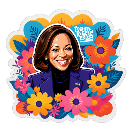 Get Inspired! Kamala Harris' Vibrant Message 'Together We Rise!' in a Beautiful Floral Design