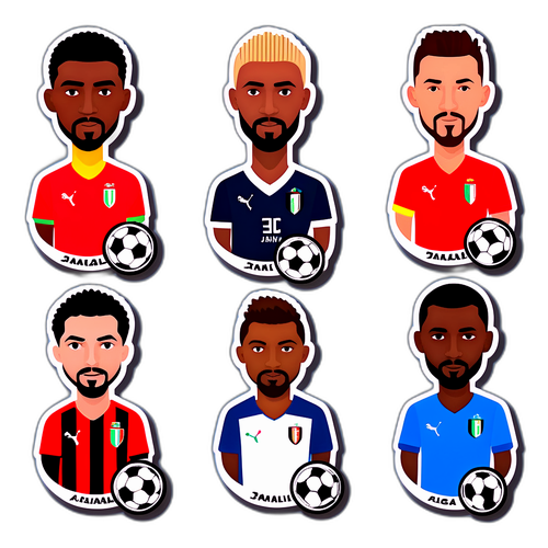 세리에 A의 유명 선수 아이콘 스티커