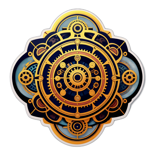 Геометрическая наклейка с элементами стимпанка