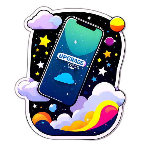 Futuristisch ontwerp van iPhone 17 in de lucht met sterren