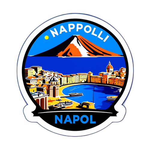 Huy hiệu Napoli với biểu tượng xanh và hình ảnh thành phố Naples
