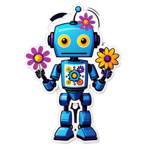 Meet the Adorable Robot That's Stealing Hearts: A Whimsical Blend of Gears and Flowers!