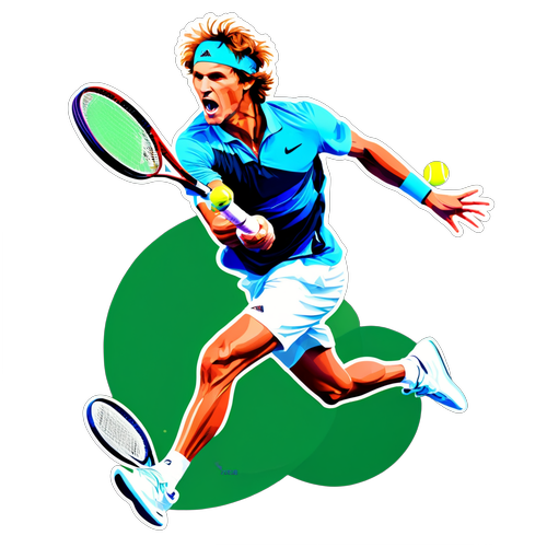 Dynamic Tennis Action Sticker