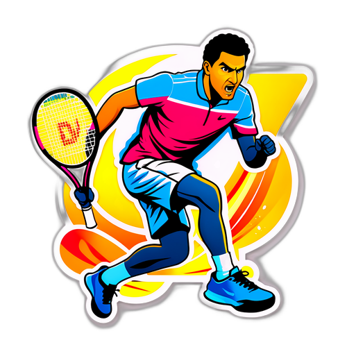 Sticker ng Carlos Alcaraz sa Action sa Tennis Court