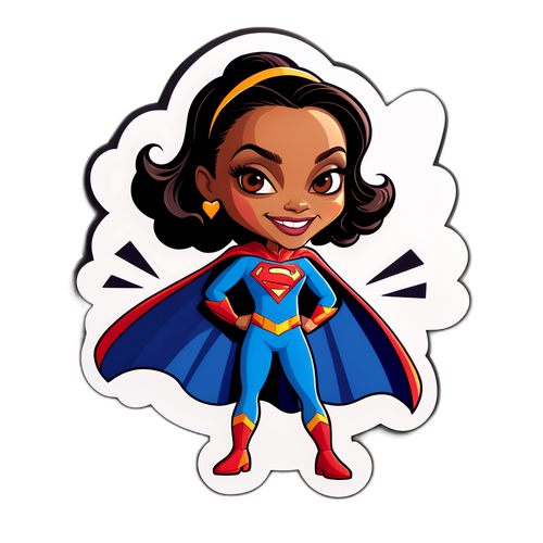 O caricatură jucăușă a unei supereroine