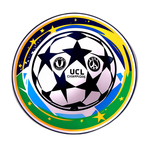 Stiker Bola Sepak UCL dengan Latar Dinamis