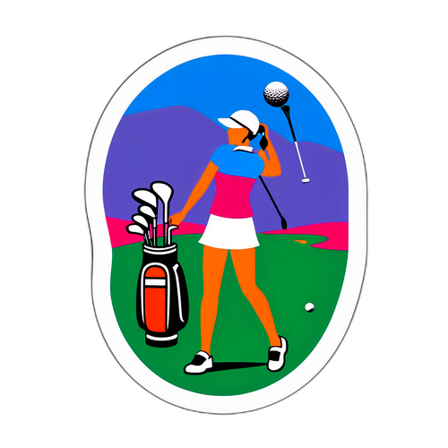 LPGA 토너먼트를 상징하는 골프 캐디와 공 스티커 디자인