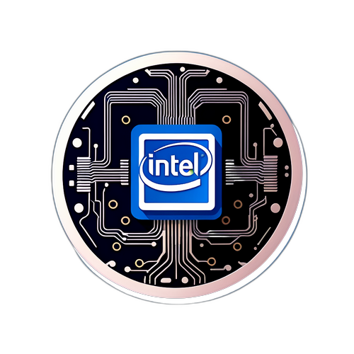 高科技未來主義的Intel標誌設計貼紙