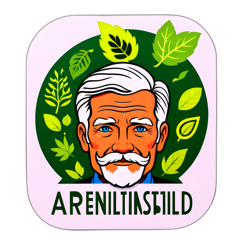 En dristig klistremerke av Arild Hermstad med miljøvennlige symboler