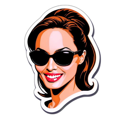 Un design minimaliste d'Angelina Jolie avec des lunettes de soleil et un sourire