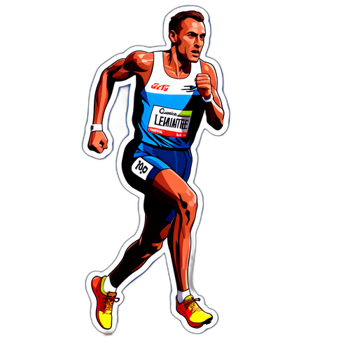Autocollant dynamique de Christophe Lemaître en course