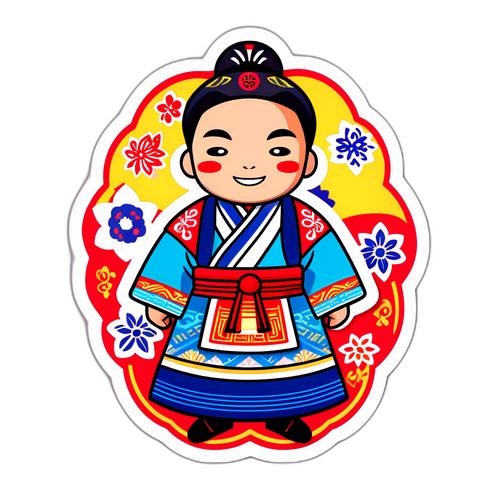 Stiker Ceria Lee Min dalam Pakaian Tradisional