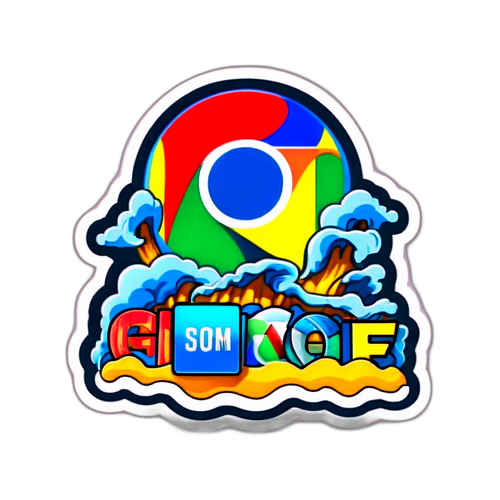 Стикер с логотипом Google Chrome и текстом 'Серфинг в Интернете!'