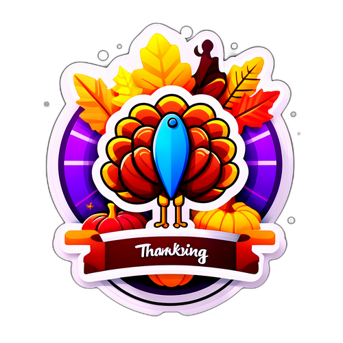 未來科技風格的感恩節貼紙