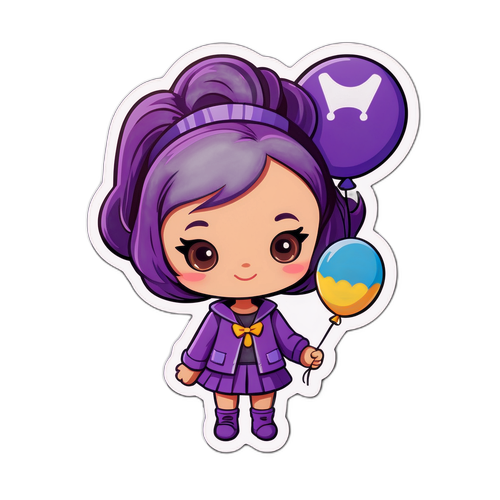 귀여운 캐릭터와 Yahoo 로고가 있는 풍선 스티커