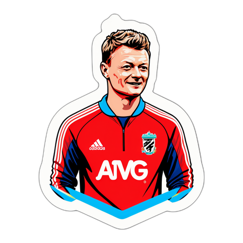 Артистическая наклейка с Солскьяером в ярком тренировочном костюме