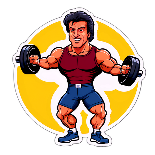Kartonowa wersja Sylvestra Stallone'a podnoszącego ciężary