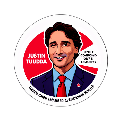 Aufkleber mit Justin Trudeau und einem Slogan für Gleichheit