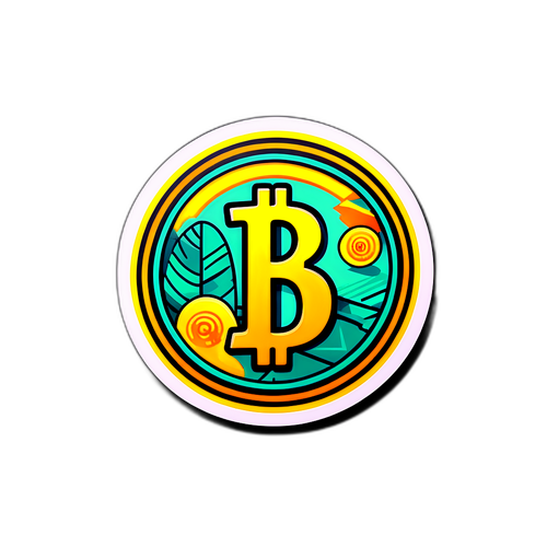 Bitcoin-Symbol mit tropischen Elementen