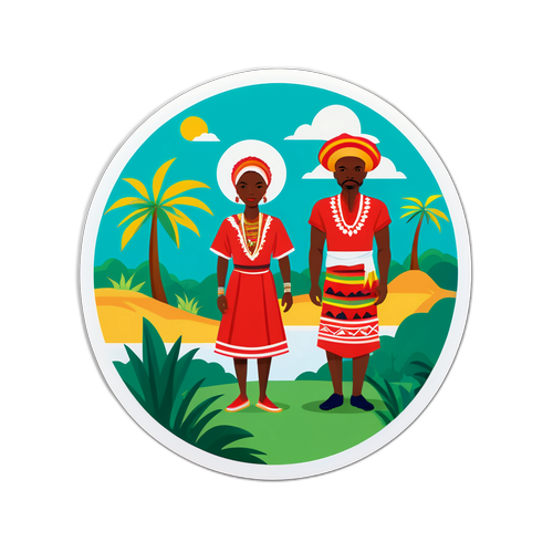 Sticker z pięknymi krajobrazami Surinamu