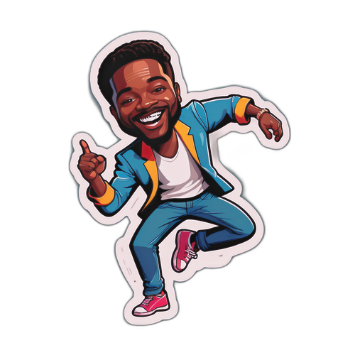 Sticker cu caricatura lui Malcolm Jamal dansând
