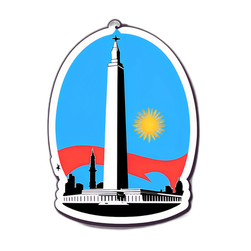 Vibrant klistermærke med Argentinsk flag og Obelisken