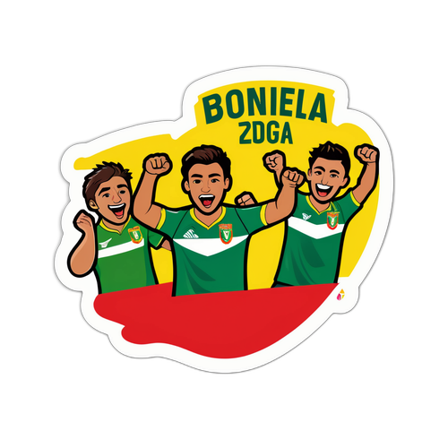 Een sticker van supporters die juichen voor Tondela