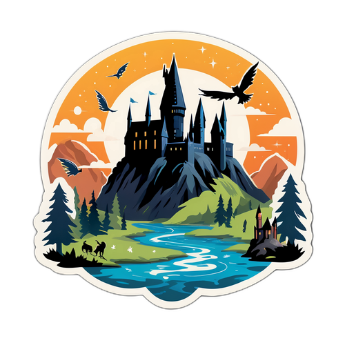 En magisk landskapklistremerke fra Harry Potter