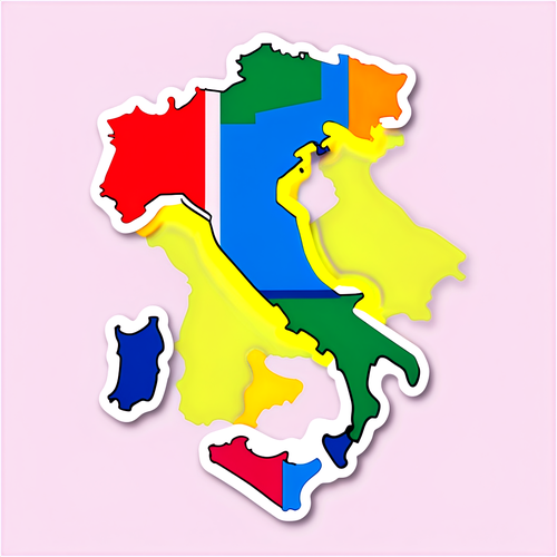 Mappa colorata d'Italia con iconici monumenti