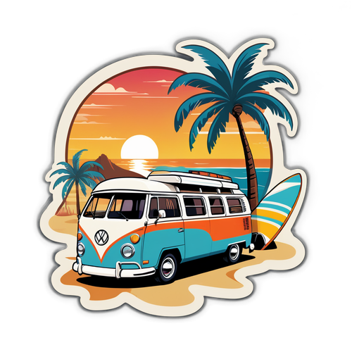 Escape to Paradise: Discover the Ultimate Vintage Camper Van Beach Experience at Sunset!