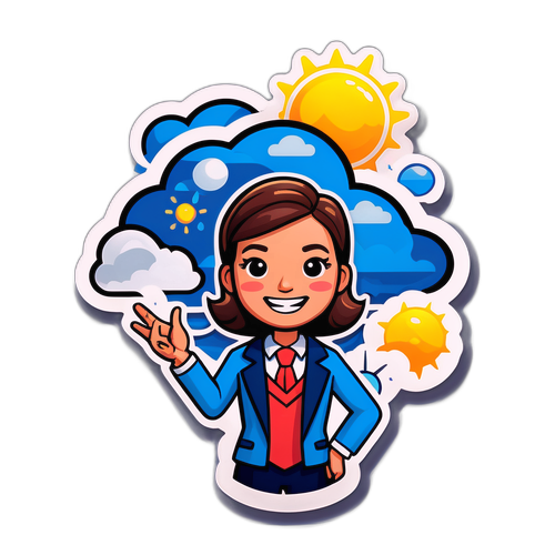 Whimsical Cartoon News Anchor Sticker