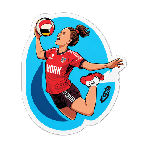 Dynamic Handball Action Sticker av Nora Mørk