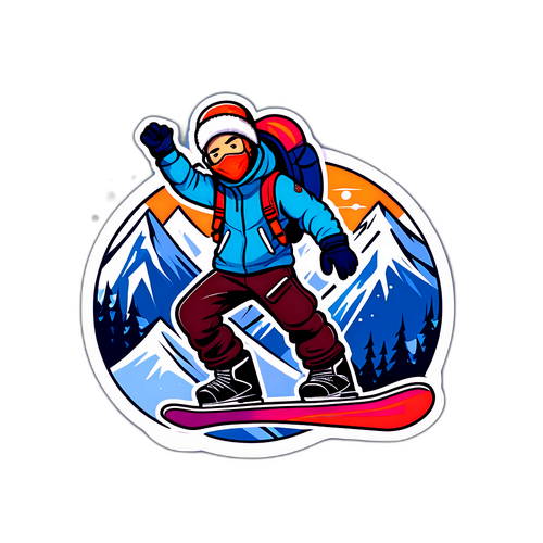 Engasjerende klistremerke-design av Egil Seem med snowboardvibber