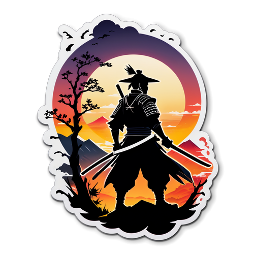 Unleash Your Inner Warrior: The Enchanting Samurai Silhouette Against a Sunset Like No Other!