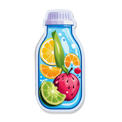 Sticker cu apă infuzată de fructe, promovând hidratarea și un stil de viață sănătos