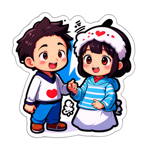会話を楽しむキャラクターのステッカー
