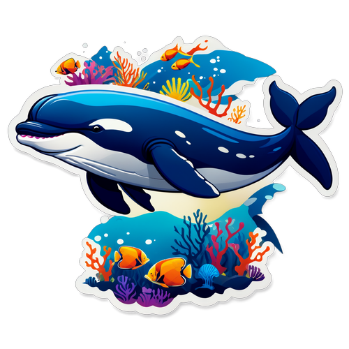 神奇的鯨魚與熱帶魚在海底游泳