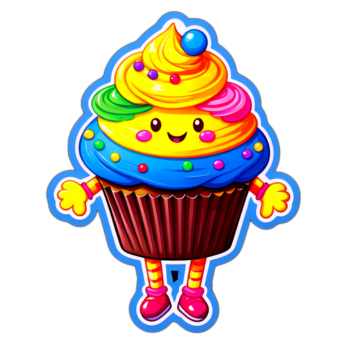 Happy Cupcake Character in Candy Land