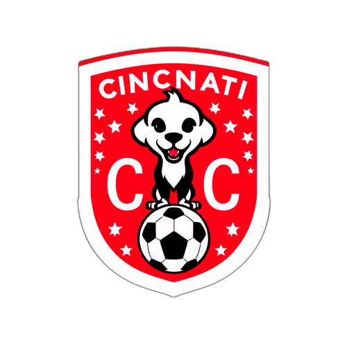 Esticker con el logo de Cincinnati FC en un campo de fútbol, rodeado de un marco de luces