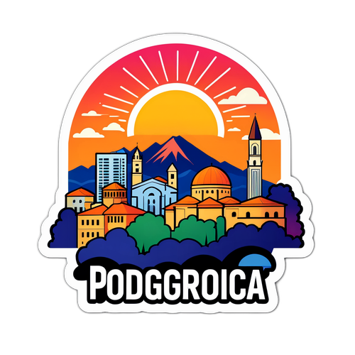 Podgorica panoráma napnyugtakor