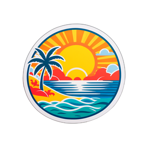 臺南夏季陽光海灘貼紙