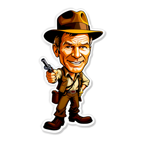 Caricatura Engraçada de Indiana Jones