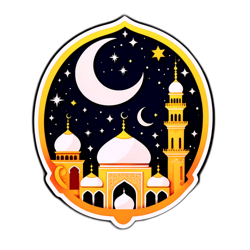 Ramadan Sticker met Moskee en Maansichel